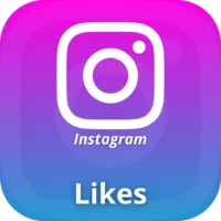 Instagram logo na růžovomodrém pozadí s textem Instagram Likes