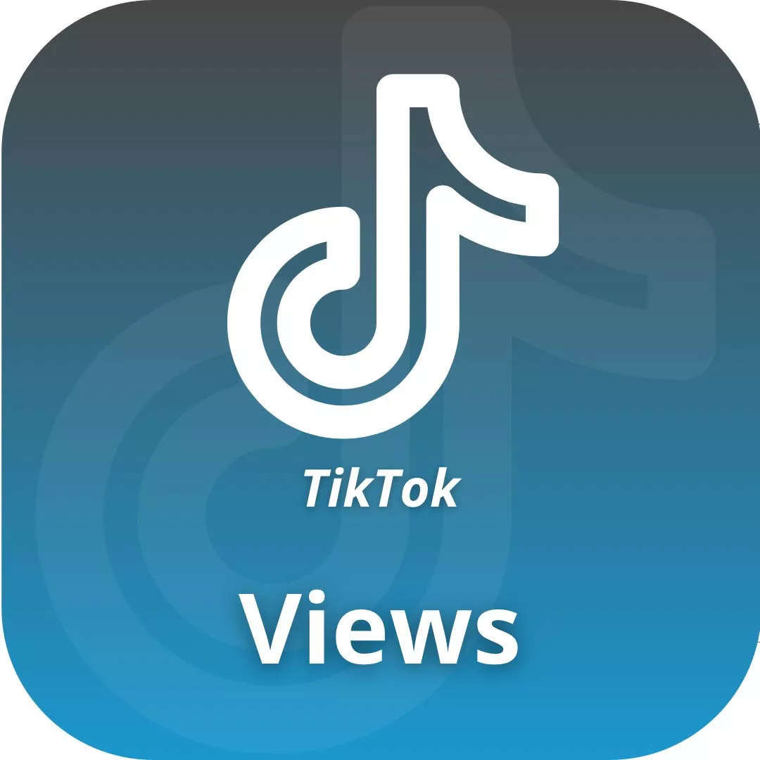 TikTok logo na šedomodrém pozadí s textem TikTok Views