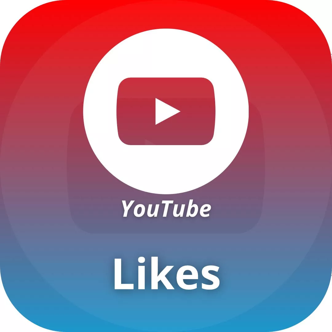 YouTube logo na modročerveném pozadí s textem YouTube Likes