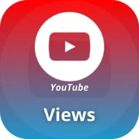 YouTube logo na modročerveném pozadí s textem YouTube Views